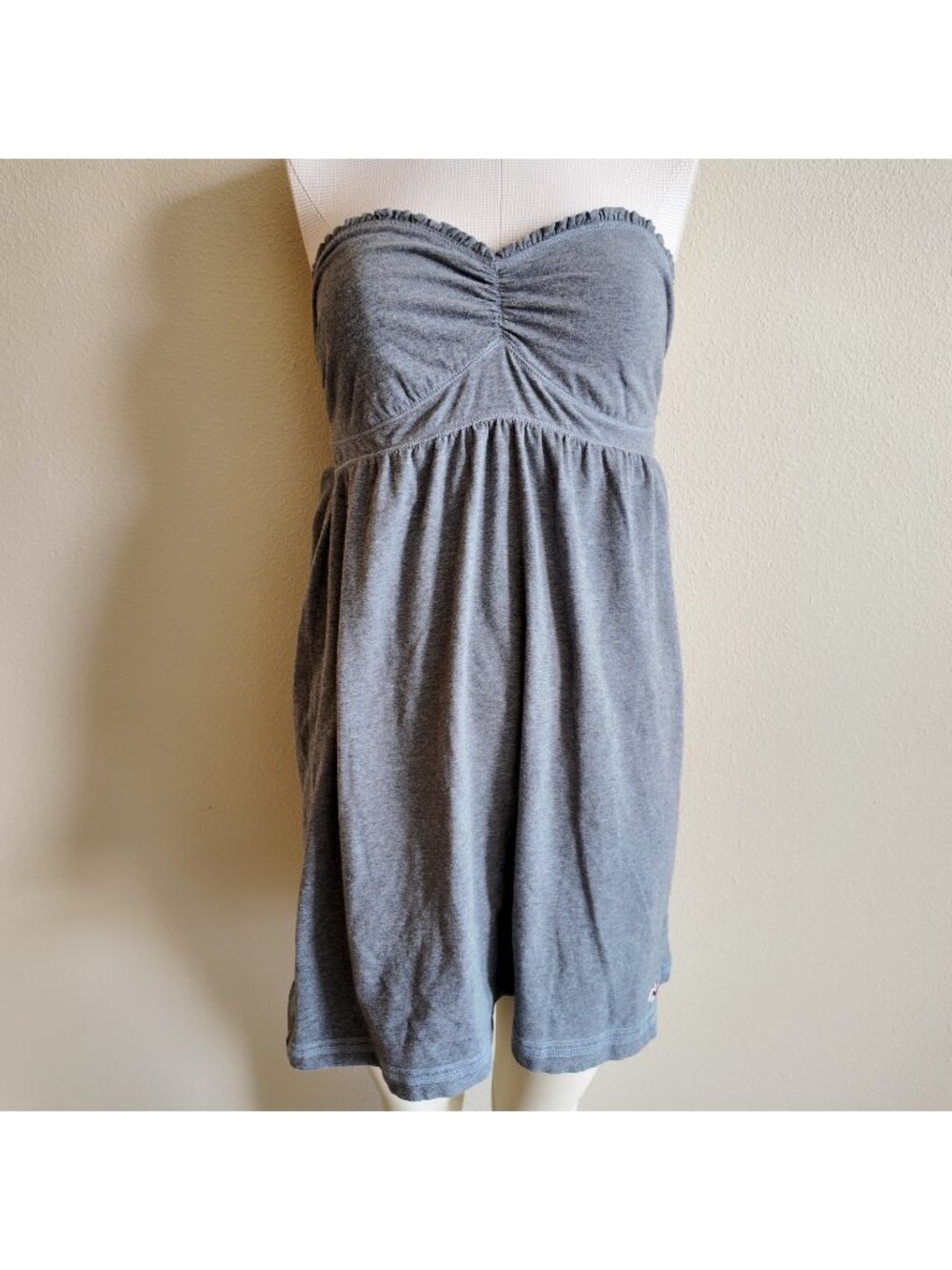 Vintage Hollister Babydoll Top grey Y2K  Strapless Size L READ
